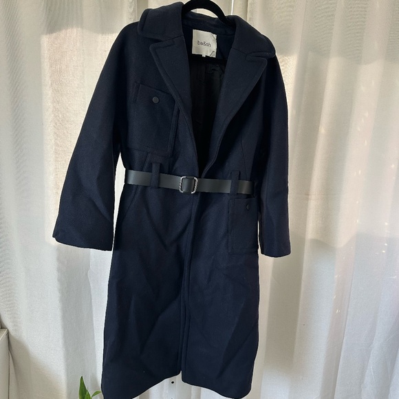 BA&SH haya belted navy wool blend coat FINAL PRICE - Picture 6 of 11